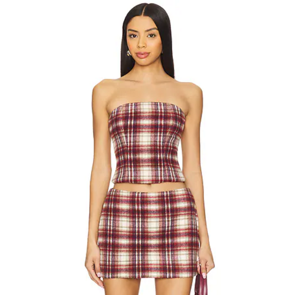Nakedvice The Pia Bustier in Tartan in Red